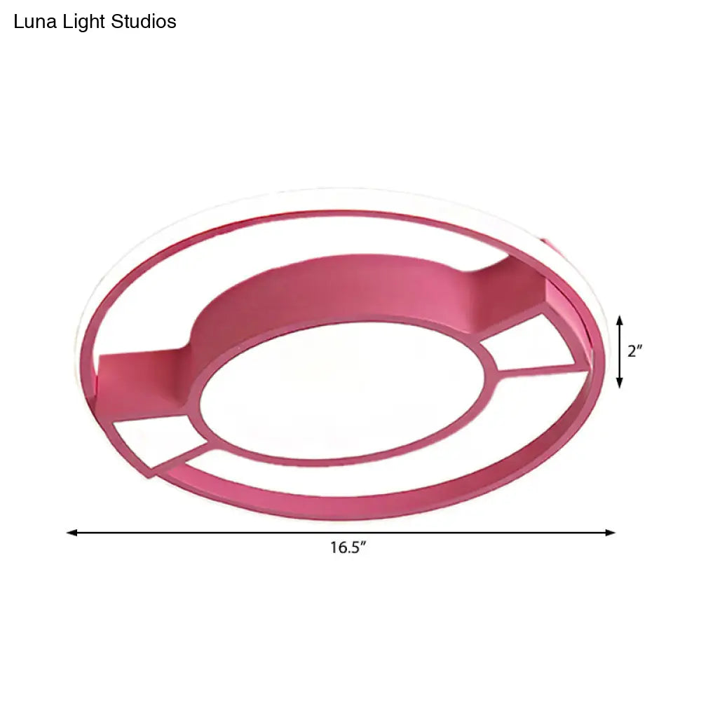 Lámpara colgante LED contemporánea DecorBites™ con diseño de caramelo para dormitorio infantil - Anillo de metal con luz azul/rosa