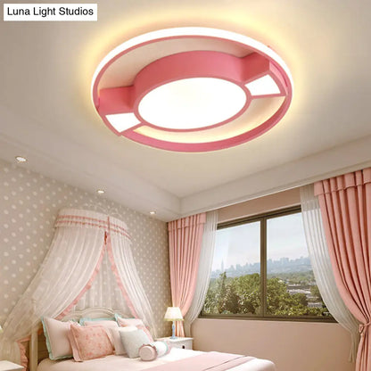 Lámpara colgante LED contemporánea DecorBites™ con diseño de caramelo para dormitorio infantil - Anillo de metal con luz azul/rosa