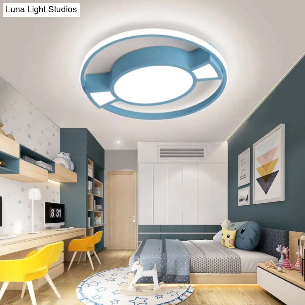 Lámpara colgante LED contemporánea DecorBites™ con diseño de caramelo para dormitorio infantil - Anillo de metal con luz azul/rosa