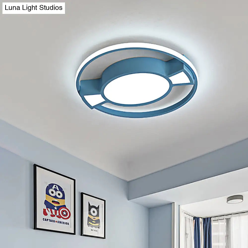 Lámpara colgante LED contemporánea DecorBites™ con diseño de caramelo para dormitorio infantil - Anillo de metal con luz azul/rosa