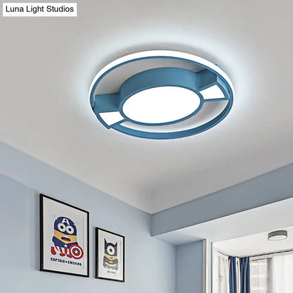 Lámpara colgante LED contemporánea DecorBites™ con diseño de caramelo para dormitorio infantil - Anillo de metal con luz azul/rosa