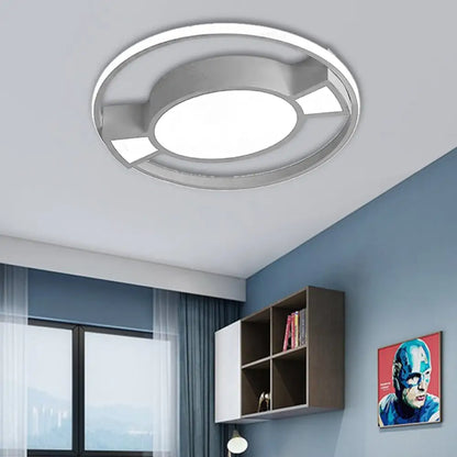Lámpara colgante LED contemporánea DecorBites™ con diseño de caramelo para dormitorio infantil - Anillo de metal con luz azul/rosa