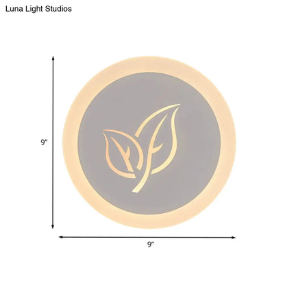 Aplique de pared LED contemporáneo DecorBites™ en blanco con diseño de hojas - Diseño circular moderno