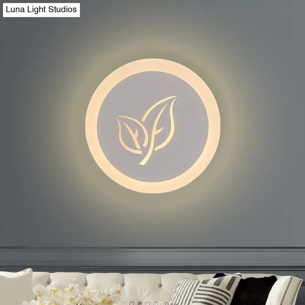 Aplique de pared LED contemporáneo DecorBites™ en blanco con diseño de hojas - Diseño circular moderno