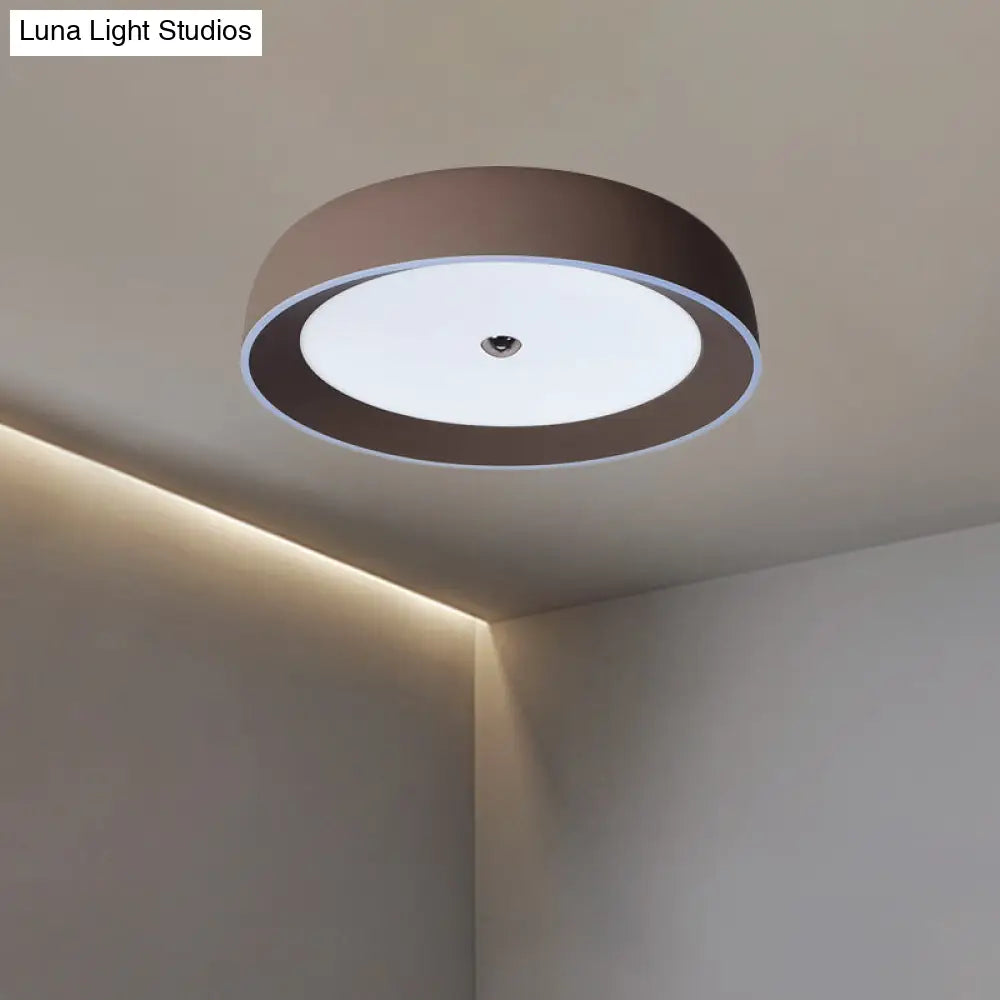 DecorBites™ DecorBites™ Contemporary LED Flushmount Ceiling Light for Bedroom - Grey/Coffee Tone, Pivoting Ring Design - 14"/17"/20.5" W