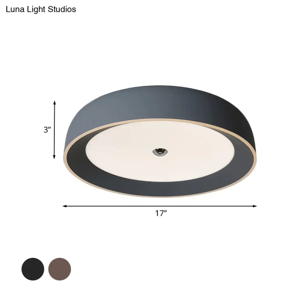 DecorBites™ DecorBites™ Contemporary LED Flushmount Ceiling Light for Bedroom - Grey/Coffee Tone, Pivoting Ring Design - 14"/17"/20.5" W