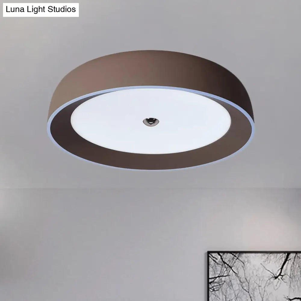 DecorBites™ DecorBites™ Contemporary LED Flushmount Ceiling Light for Bedroom - Grey/Coffee Tone, Pivoting Ring Design - 14"/17"/20.5" W