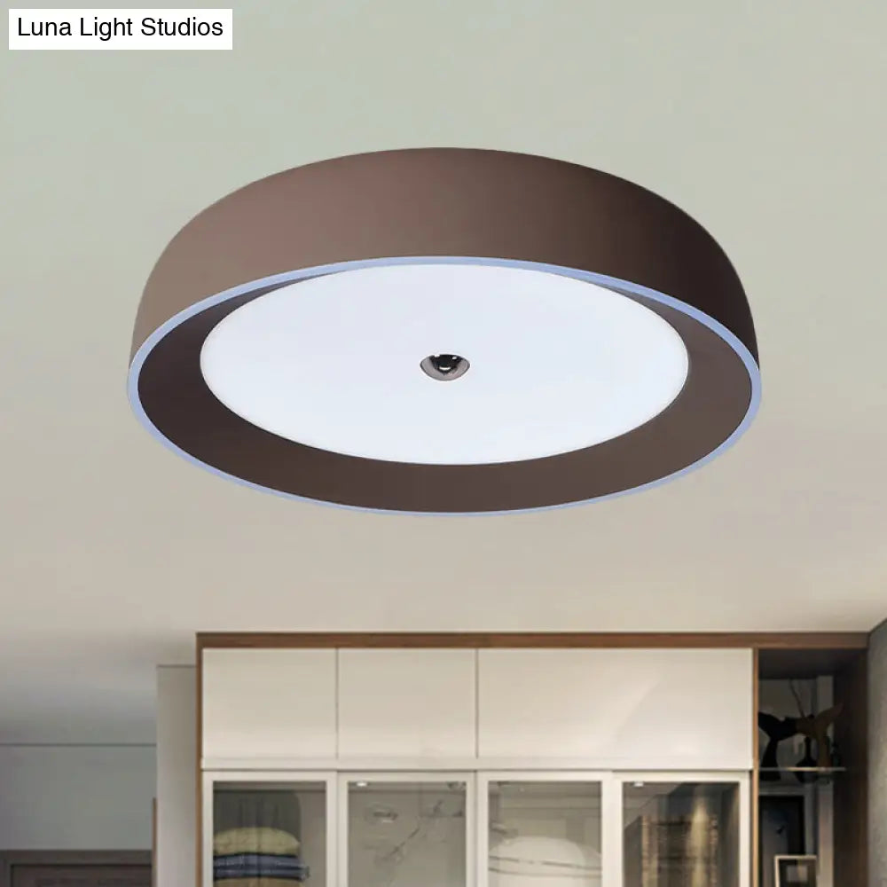 DecorBites™ DecorBites™ Contemporary LED Flushmount Ceiling Light for Bedroom - Grey/Coffee Tone, Pivoting Ring Design - 14"/17"/20.5" W