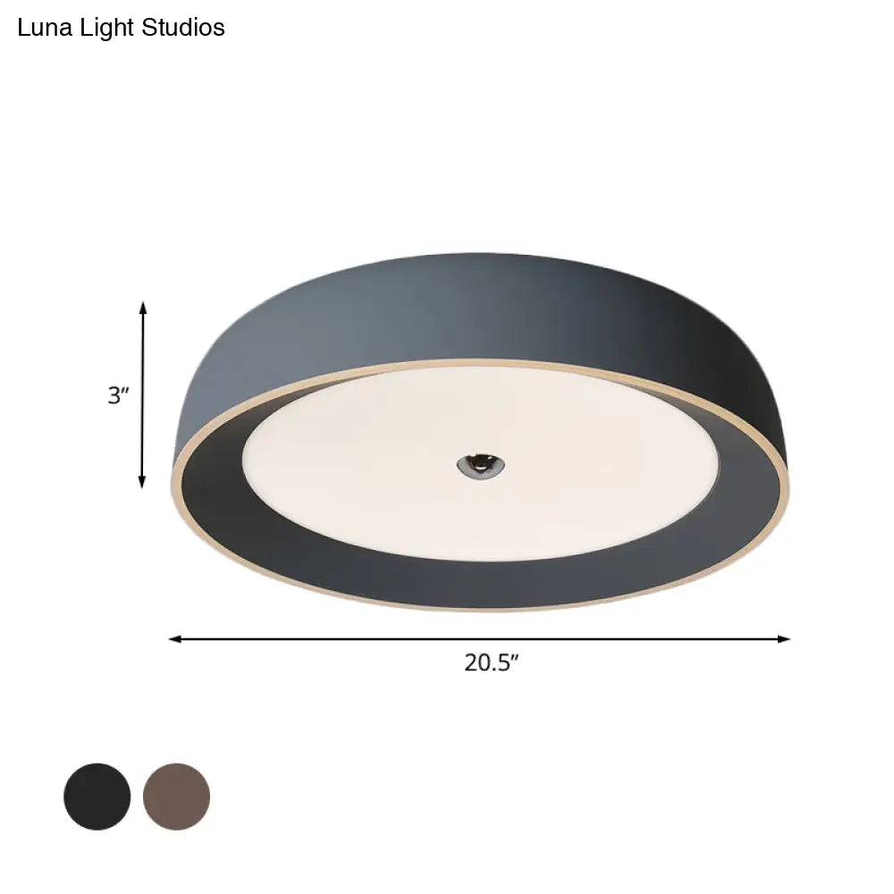 DecorBites™ DecorBites™ Contemporary LED Flushmount Ceiling Light for Bedroom - Grey/Coffee Tone, Pivoting Ring Design - 14"/17"/20.5" W