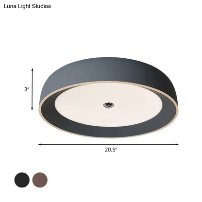 DecorBites™ DecorBites™ Contemporary LED Flushmount Ceiling Light for Bedroom - Grey/Coffee Tone, Pivoting Ring Design - 14"/17"/20.5" W