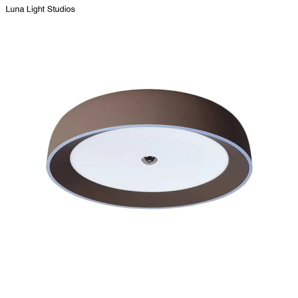 DecorBites™ DecorBites™ Contemporary LED Flushmount Ceiling Light for Bedroom - Grey/Coffee Tone, Pivoting Ring Design - 14"/17"/20.5" W