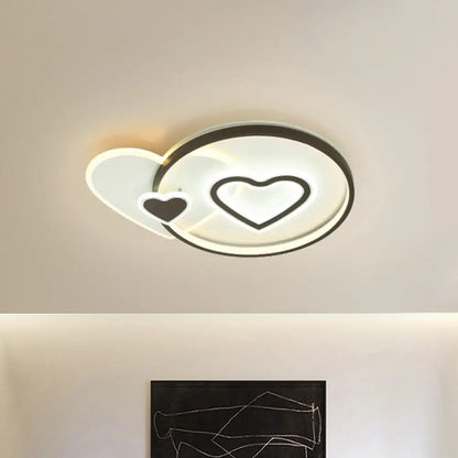 DecorBites™ DecorBites™ Contemporary LED Flushmount Ceiling Light - Loving Heart/Star Design - Black Acrylic Fixture for Bedroom