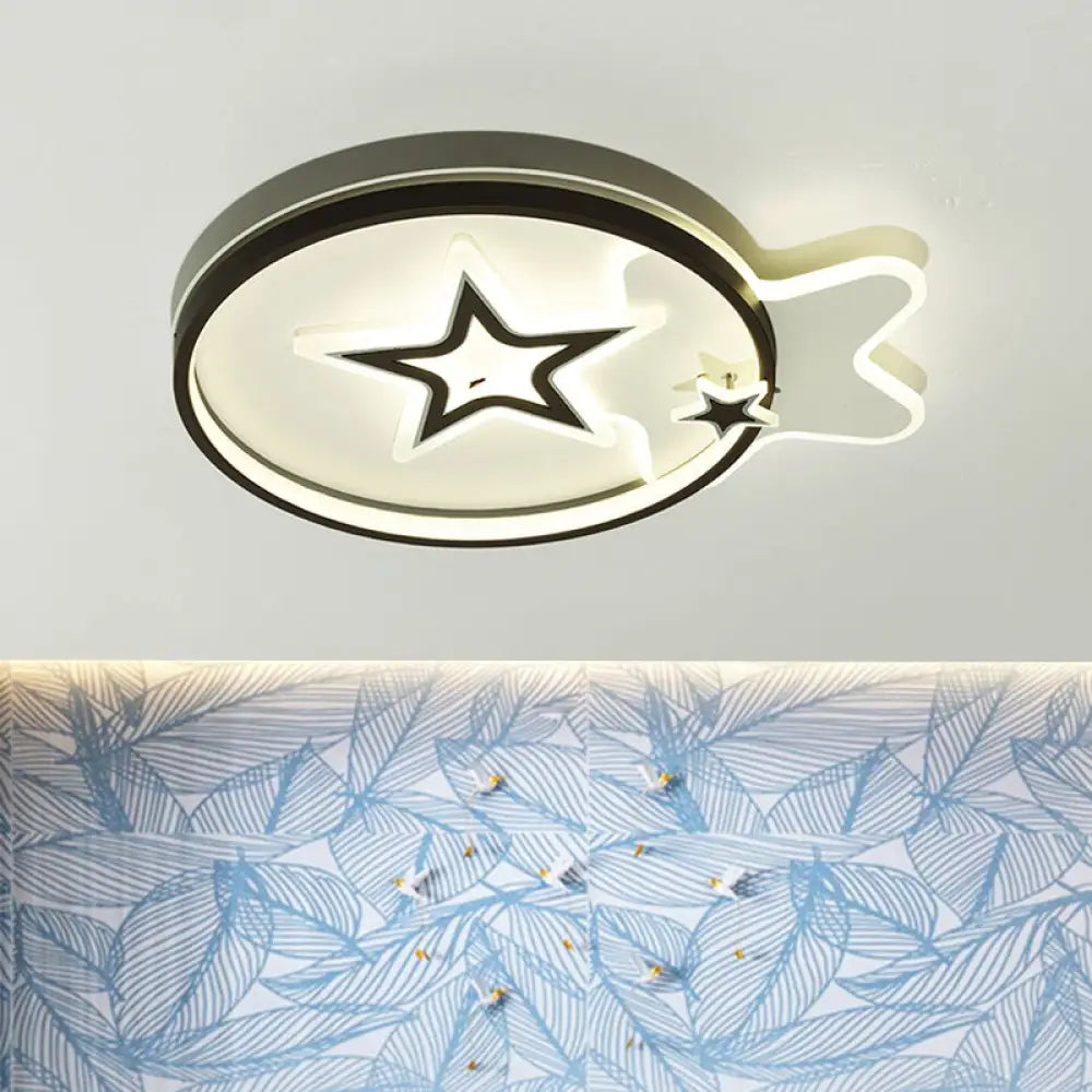 DecorBites™ DecorBites™ Contemporary LED Flushmount Ceiling Light - Loving Heart/Star Design - Black Acrylic Fixture for Bedroom