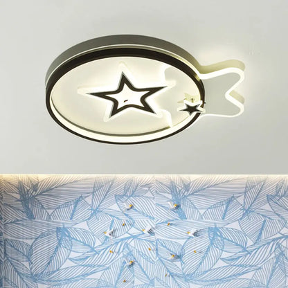 DecorBites™ DecorBites™ Contemporary LED Flushmount Ceiling Light - Loving Heart/Star Design - Black Acrylic Fixture for Bedroom