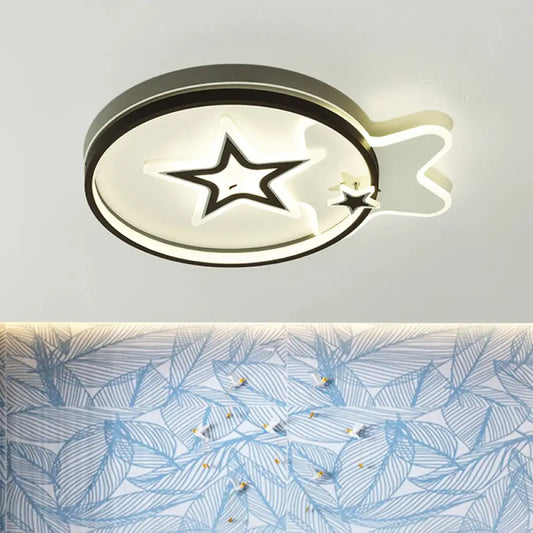 DecorBites™ DecorBites™ Contemporary LED Flushmount Ceiling Light - Loving Heart/Star Design - Black Acrylic Fixture for Bedroom