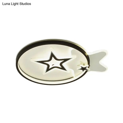 DecorBites™ DecorBites™ Contemporary LED Flushmount Ceiling Light - Loving Heart/Star Design - Black Acrylic Fixture for Bedroom