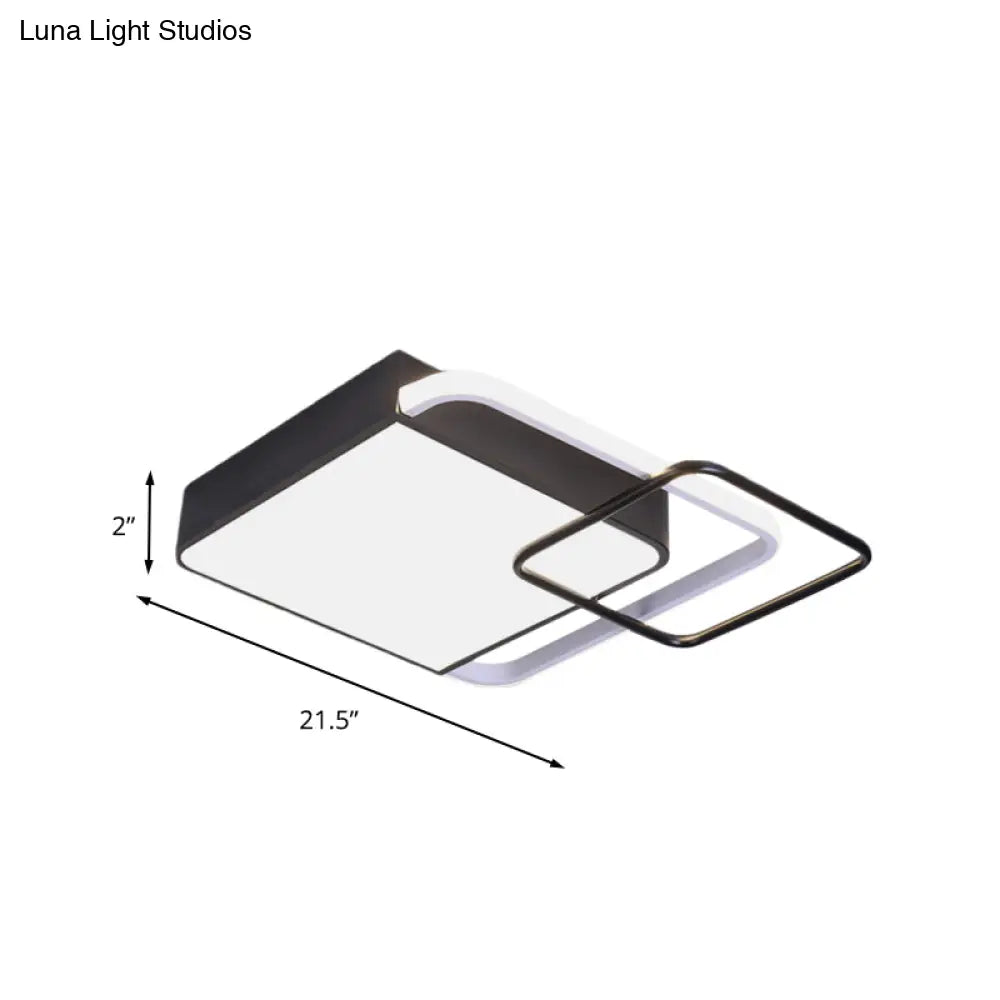 DecorBites™ DecorBites™ Contemporary LED Flushmount Lighting in Black Square Design – White/Warm Light, 18"/21.5" Wide