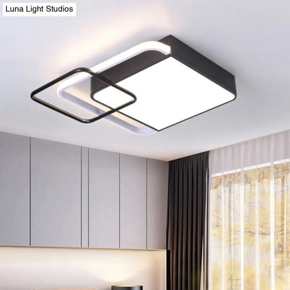 DecorBites™ DecorBites™ Contemporary LED Flushmount Lighting in Black Square Design – White/Warm Light, 18"/21.5" Wide