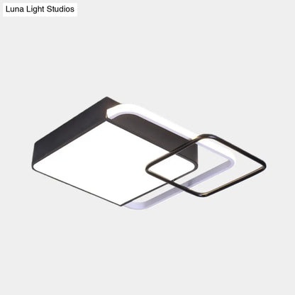 DecorBites™ DecorBites™ Contemporary LED Flushmount Lighting in Black Square Design – White/Warm Light, 18"/21.5" Wide