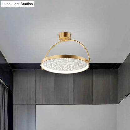 DecorBites™ DecorBites™ Contemporary LED Gold Flush Ceiling Lamp with Circle Acrylic Rotatable Semi Mount and Context Pattern