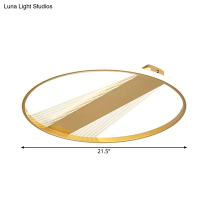 DecorBites™ DecorBites™ Contemporary LED Gold Flush Mount Ceiling Lamp for Bedroom - Ring Metal Fixture, 18"/21.5" Width