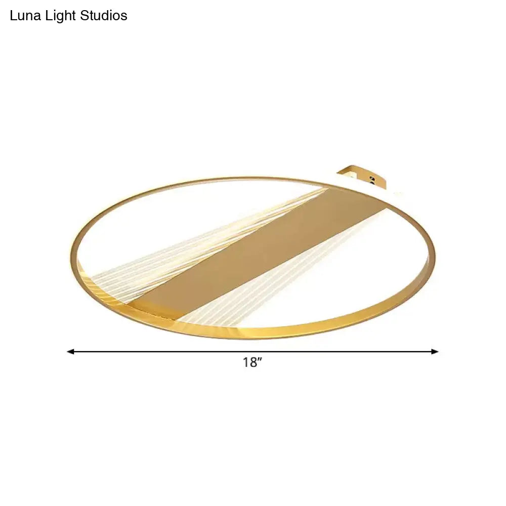 DecorBites™ DecorBites™ Contemporary LED Gold Flush Mount Ceiling Lamp for Bedroom - Ring Metal Fixture, 18"/21.5" Width