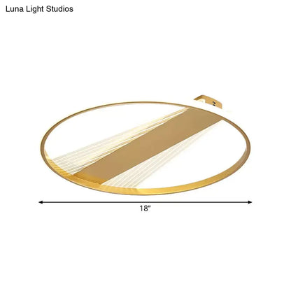 DecorBites™ DecorBites™ Contemporary LED Gold Flush Mount Ceiling Lamp for Bedroom - Ring Metal Fixture, 18"/21.5" Width