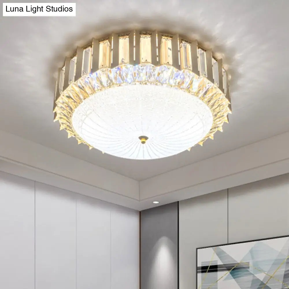 DecorBites™ Contemporary LED Gold Flush Mount Ceiling Light with Clear Crystal Bowl for Bedroom