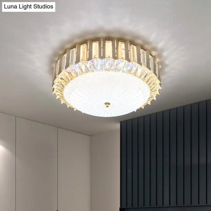 DecorBites™ Contemporary LED Gold Flush Mount Ceiling Light with Clear Crystal Bowl for Bedroom