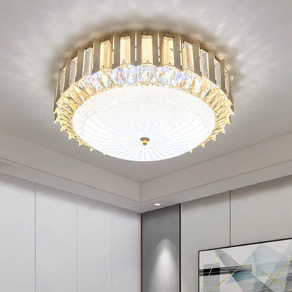 DecorBites™ Contemporary LED Gold Flush Mount Ceiling Light with Clear Crystal Bowl for Bedroom