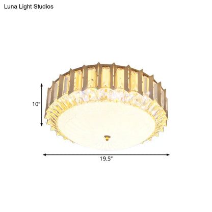 DecorBites™ Contemporary LED Gold Flush Mount Ceiling Light with Clear Crystal Bowl for Bedroom