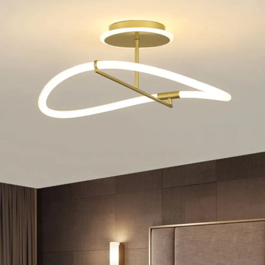 DecorBites™ DecorBites™ Contemporary LED Gold Ring Ceiling Light - Ideal for Bedroom, Semi Flush Mount