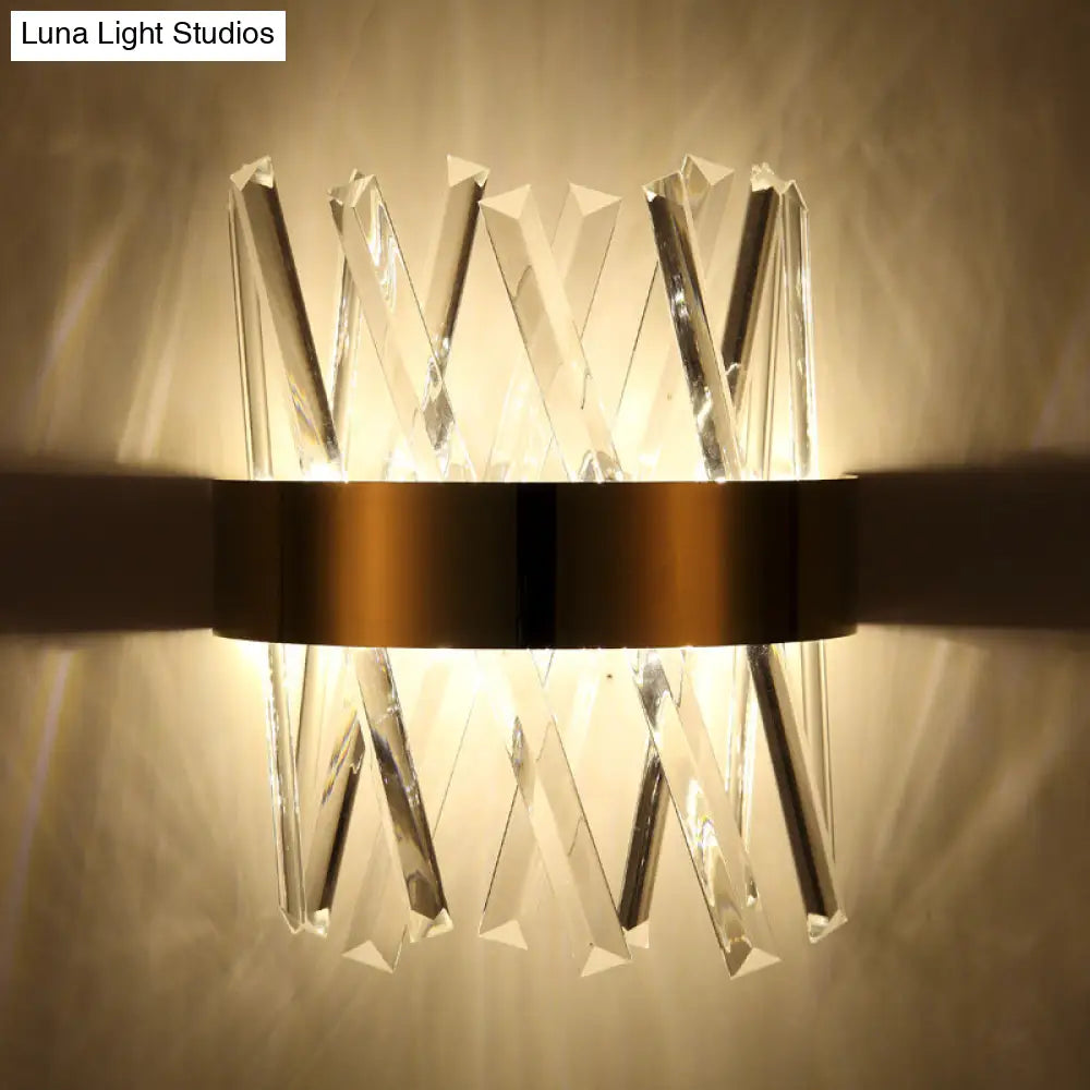 Aplique de pared DecorBites™ contemporáneo LED dorado con prisma de cristal transparente para dormitorio