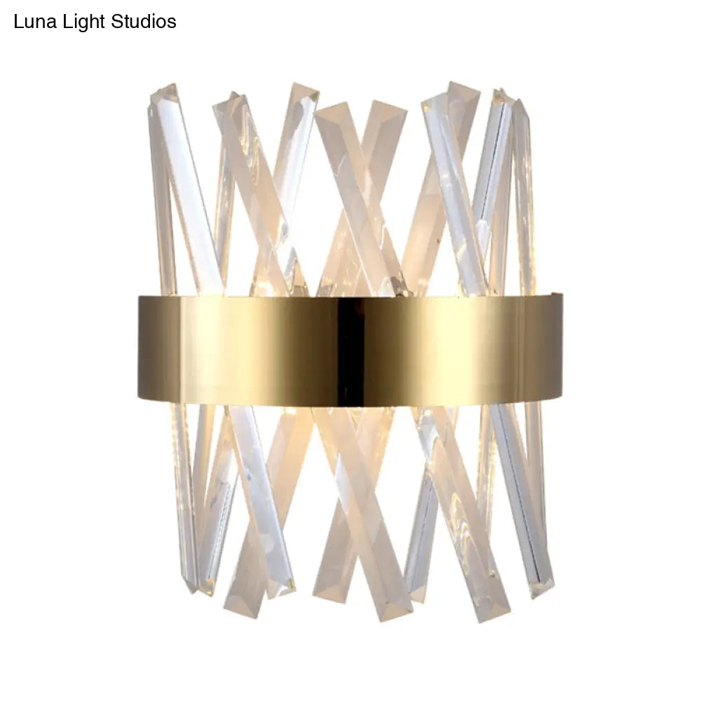 Aplique de pared DecorBites™ contemporáneo LED dorado con prisma de cristal transparente para dormitorio