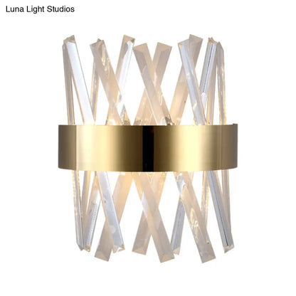 Aplique de pared DecorBites™ contemporáneo LED dorado con prisma de cristal transparente para dormitorio