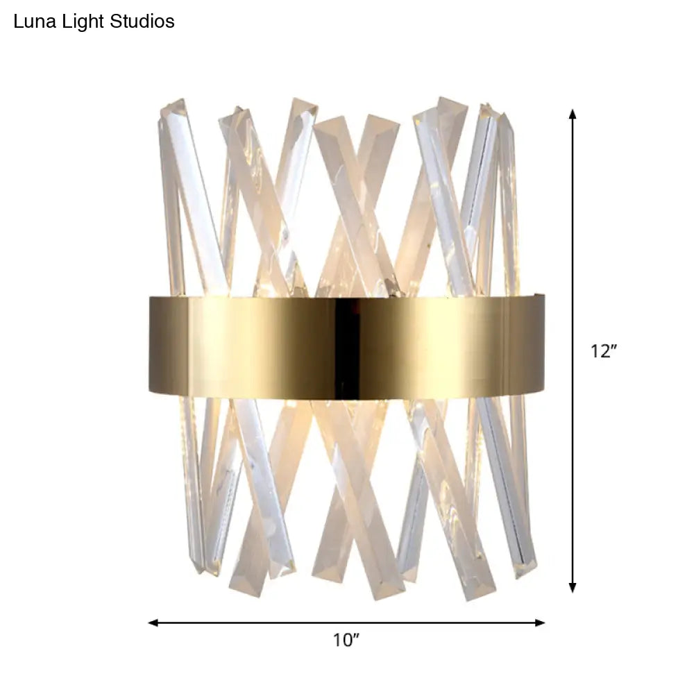 Aplique de pared DecorBites™ contemporáneo LED dorado con prisma de cristal transparente para dormitorio