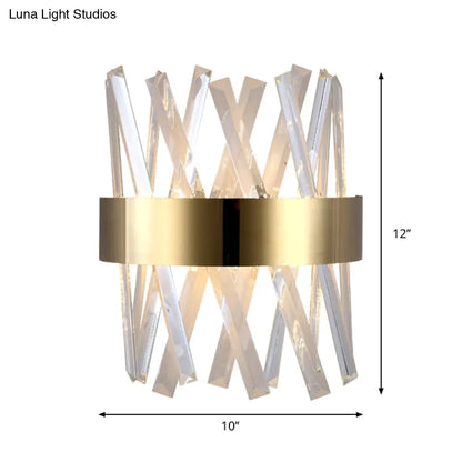 Aplique de pared DecorBites™ contemporáneo LED dorado con prisma de cristal transparente para dormitorio