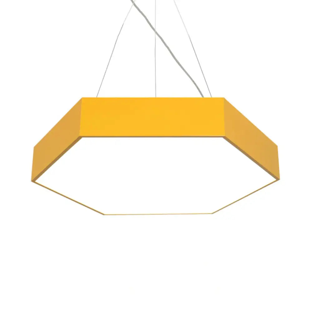 Contemporary LED Hexagon Pendant Lamp - Yellow/Silver/Purple, 12"/18"/23.5" Wide