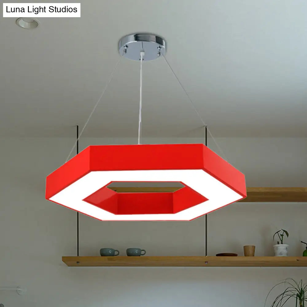 Contemporary LED Honeycomb Pendant Light - Green/Blue/Red in White/Warm/Natural Light