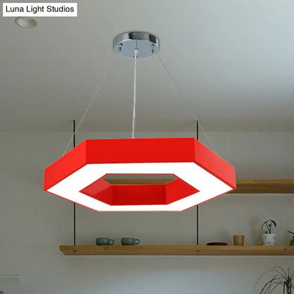 Contemporary LED Honeycomb Pendant Light - Green/Blue/Red in White/Warm/Natural Light