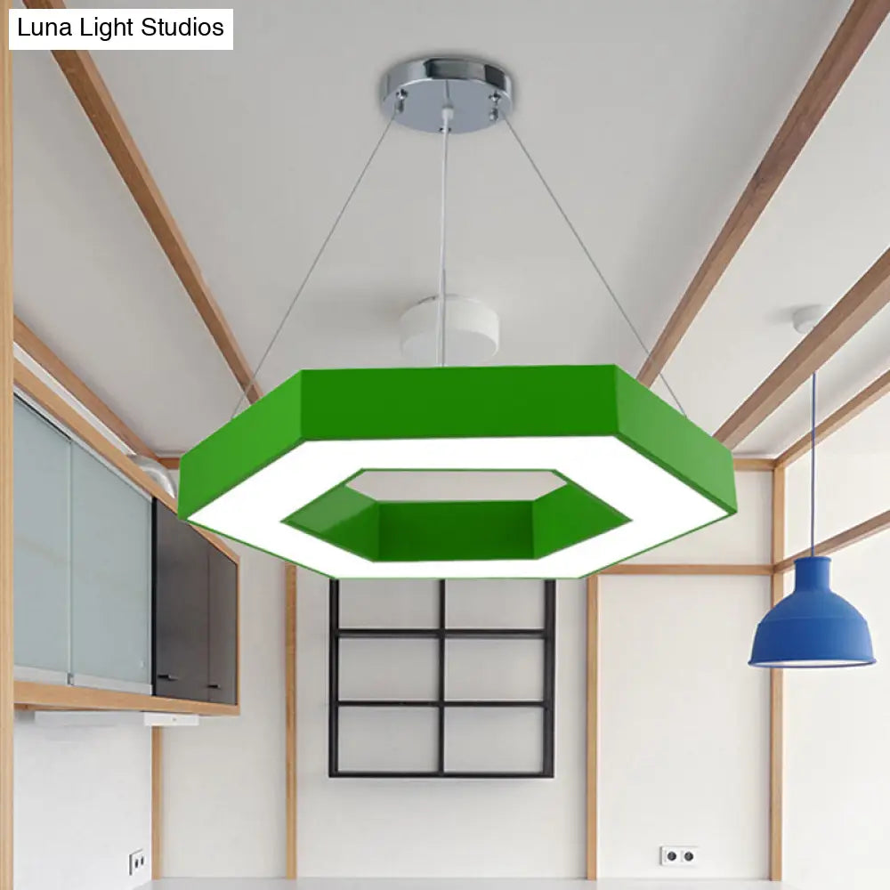 Contemporary LED Honeycomb Pendant Light - Green/Blue/Red in White/Warm/Natural Light