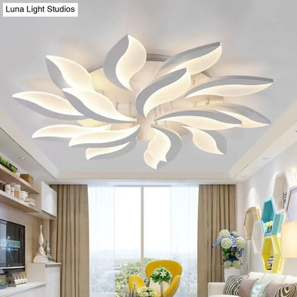 DecorBites™ DecorBites™ Contemporary LED Leaf Shaped Flushmount Lighting with Acrylic Diffuser - 3/12/15 Lights, White