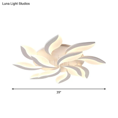 DecorBites™ DecorBites™ Contemporary LED Leaf Shaped Flushmount Lighting with Acrylic Diffuser - 3/12/15 Lights, White