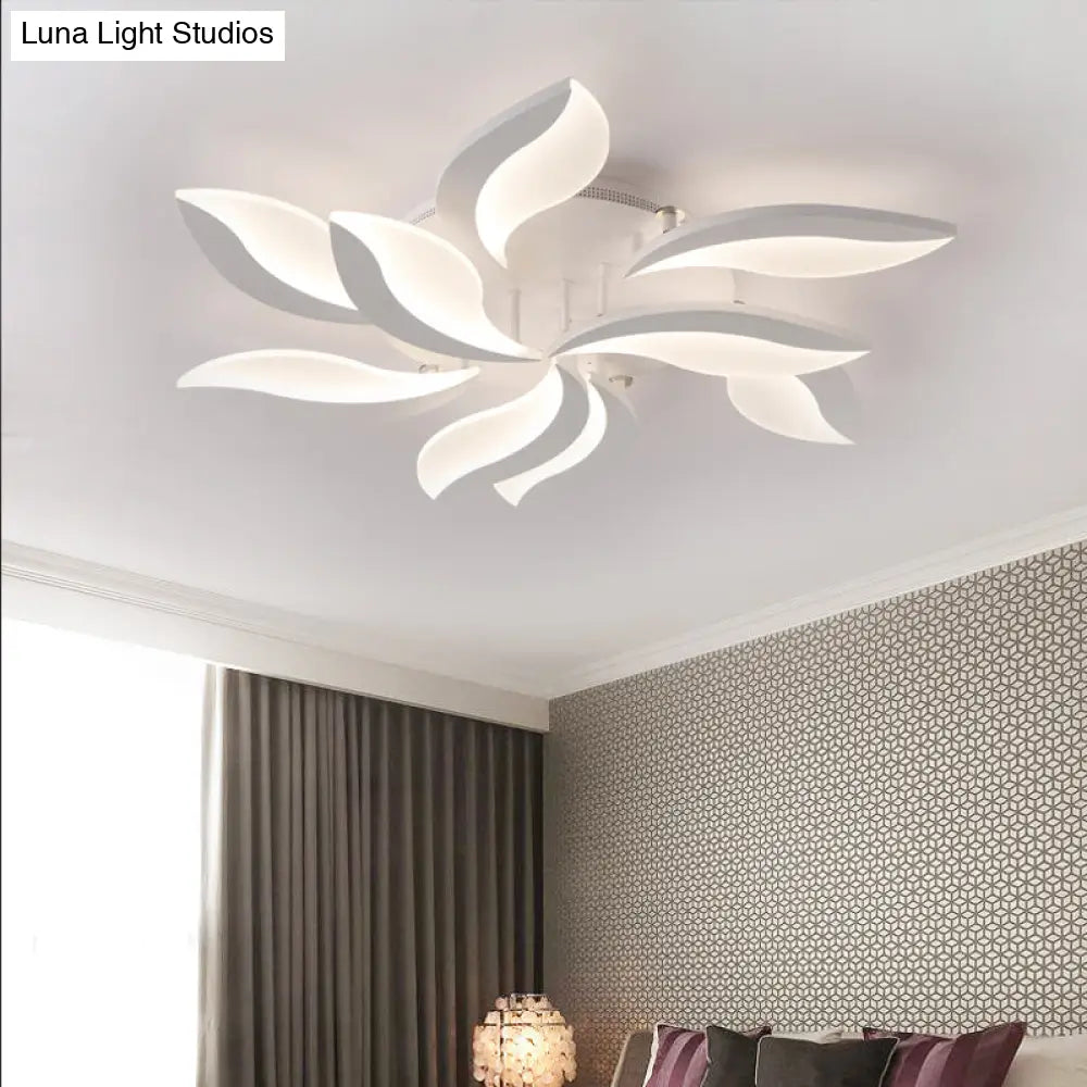 DecorBites™ DecorBites™ Contemporary LED Leaf Shaped Flushmount Lighting with Acrylic Diffuser - 3/12/15 Lights, White