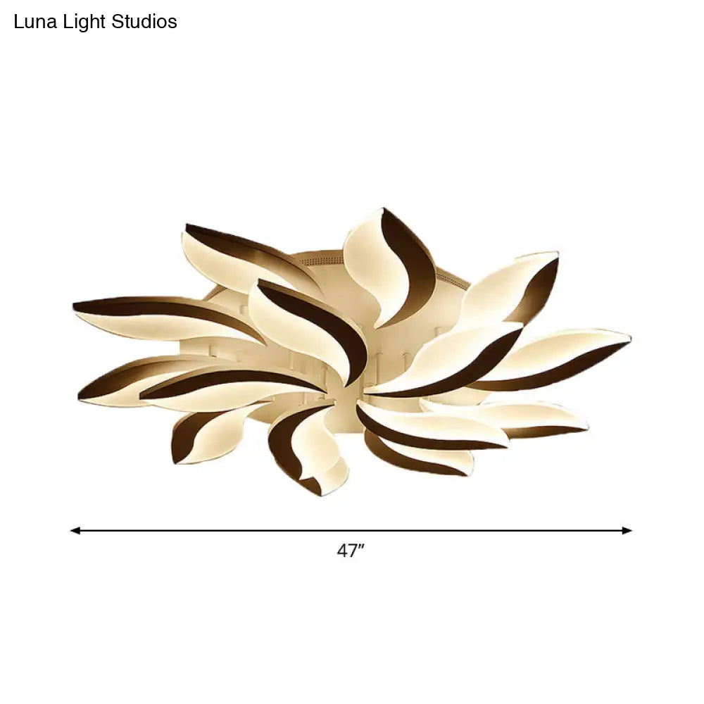 DecorBites™ DecorBites™ Contemporary LED Leaf Shaped Flushmount Lighting with Acrylic Diffuser - 3/12/15 Lights, White