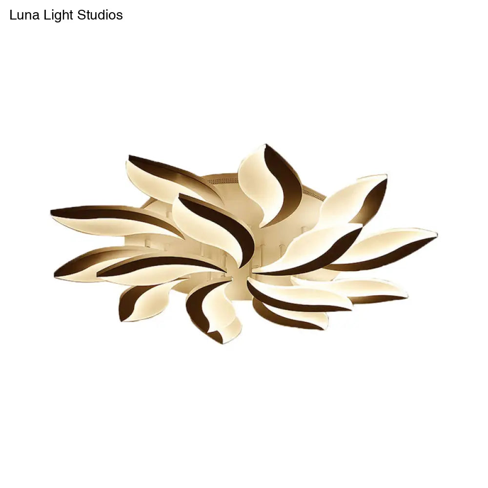 DecorBites™ DecorBites™ Contemporary LED Leaf Shaped Flushmount Lighting with Acrylic Diffuser - 3/12/15 Lights, White