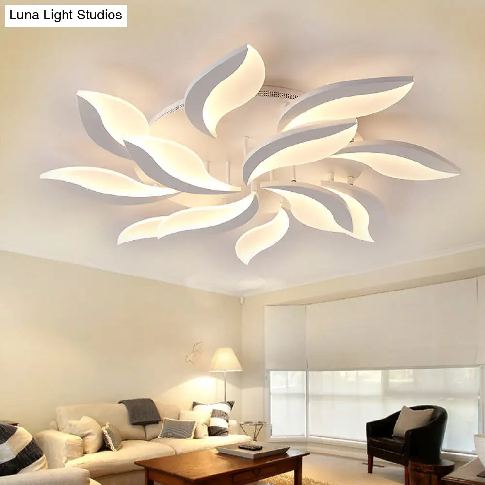 DecorBites™ DecorBites™ Contemporary LED Leaf Shaped Flushmount Lighting with Acrylic Diffuser - 3/12/15 Lights, White