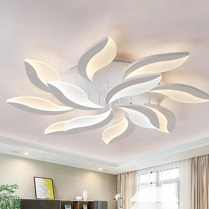 DecorBites™ DecorBites™ Contemporary LED Leaf Shaped Flushmount Lighting with Acrylic Diffuser - 3/12/15 Lights, White