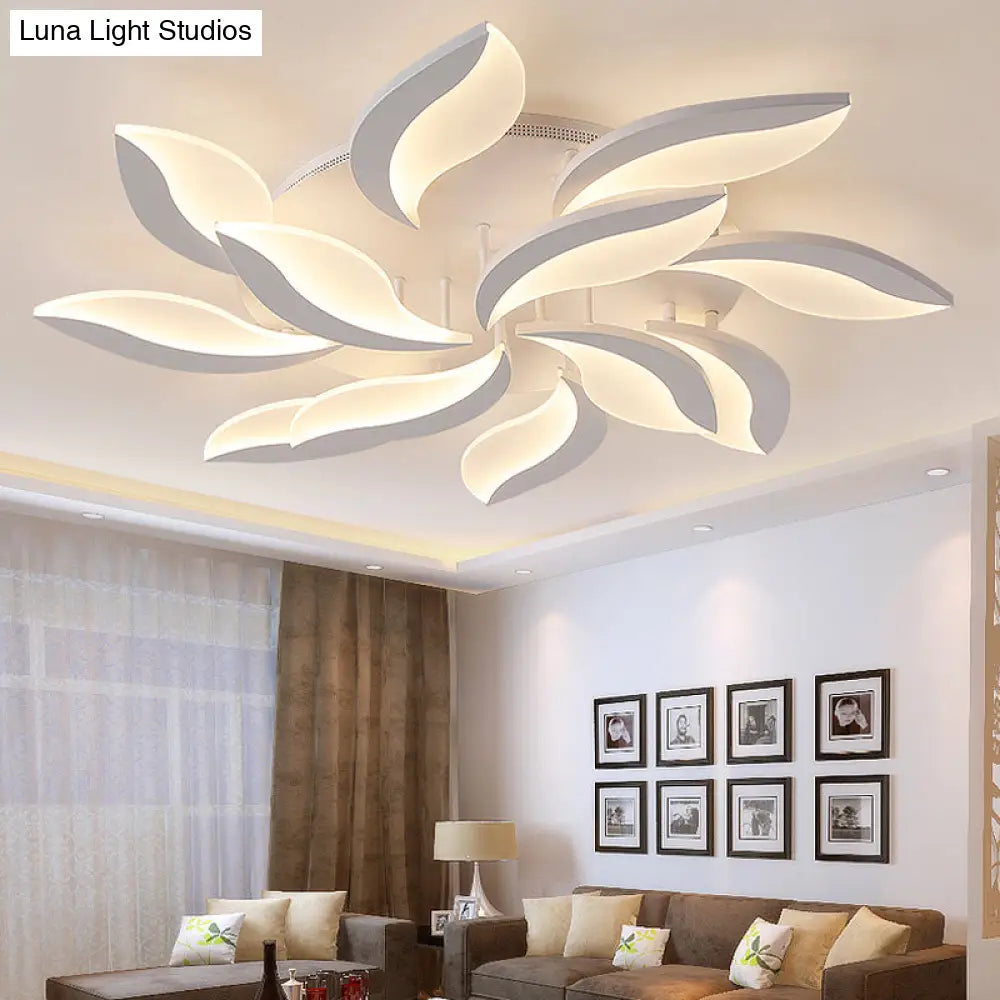 DecorBites™ DecorBites™ Contemporary LED Leaf Shaped Flushmount Lighting with Acrylic Diffuser - 3/12/15 Lights, White