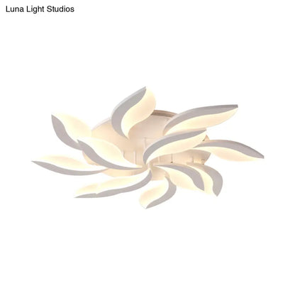 DecorBites™ DecorBites™ Contemporary LED Leaf Shaped Flushmount Lighting with Acrylic Diffuser - 3/12/15 Lights, White